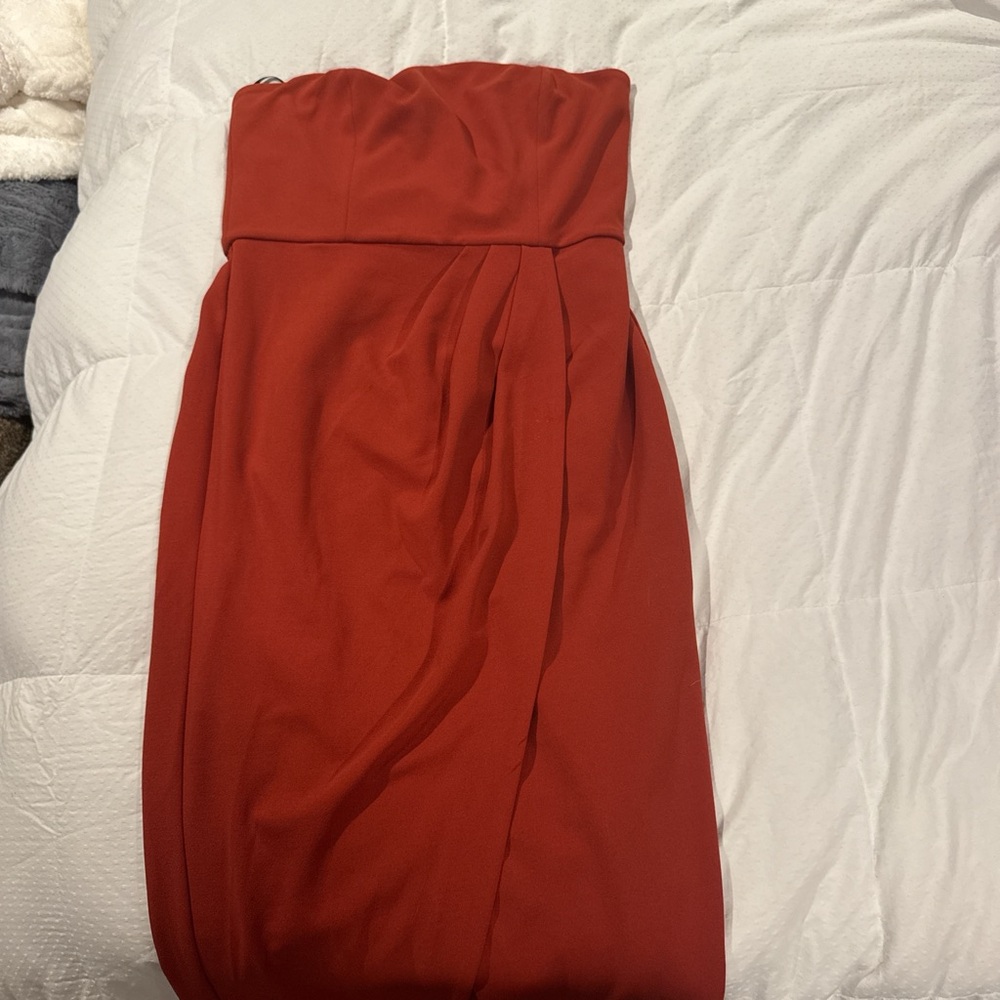 Wayf Red Strapless Sheath Cocktail Dress